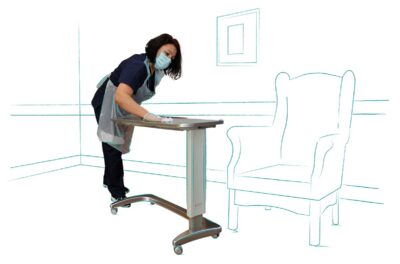 nurse cleaning surfaces at New Day care home in Birmingham